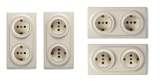 Вертикальный и горизонтальный монтаж розеток Florence в двухпостовых рамках