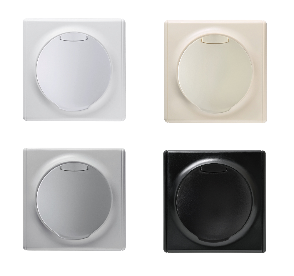 Розетки с защитными крышками Florence OneKeyElectro белого, бежевого, серого и черного цветов